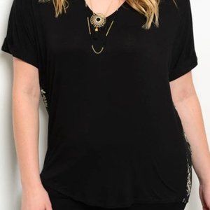 Printed Black Contrast Top